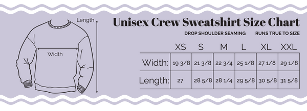 Drop Shoulder Crew Size Chart
