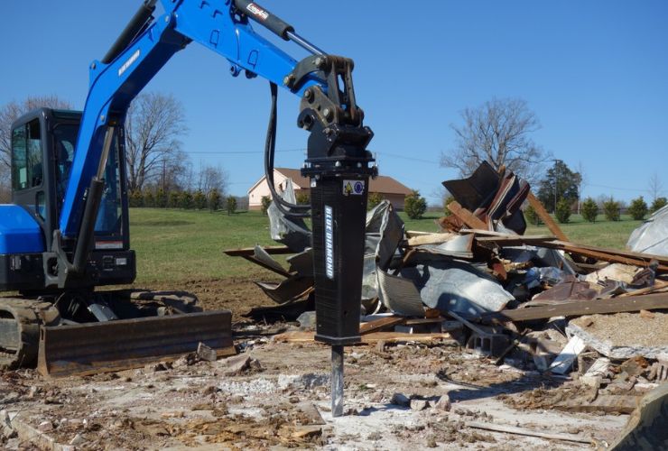 bobcat excavator with concrete breaker