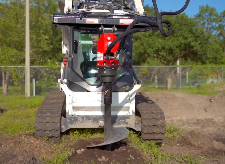 skid steer auger on bobcat