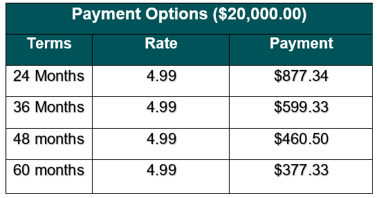 Monthly payment example chart