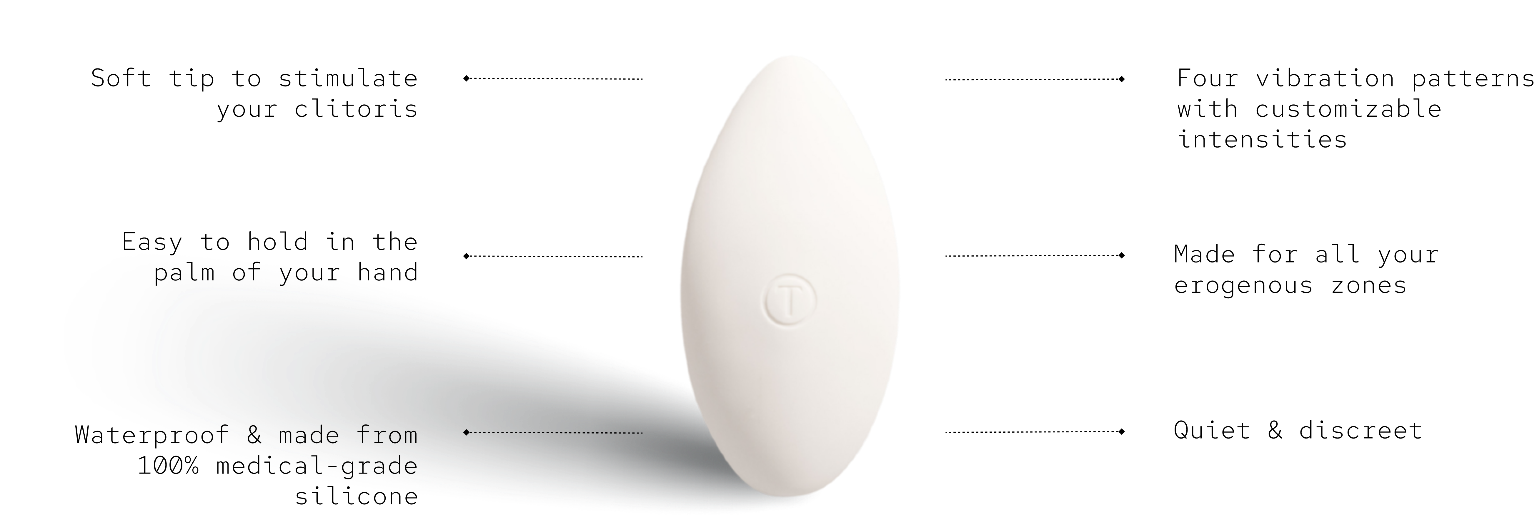 White, egg-shaped smart device with a small 'T' logo in the center.