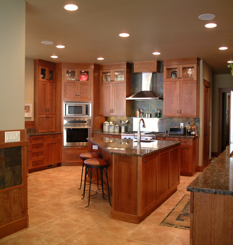 Craftsman and arts and crafts kitchen with hammered pulls