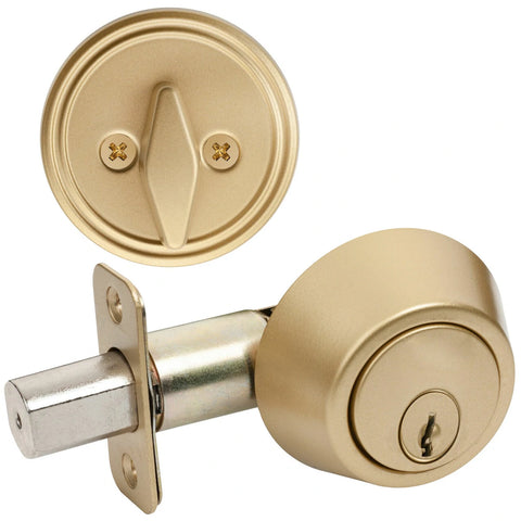 Brass deadbolt with one key and a interior turn knob