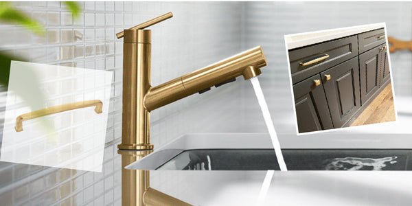Singe-handle-brushed-brass-faucet-with-Cosmas-cabinet-hardware