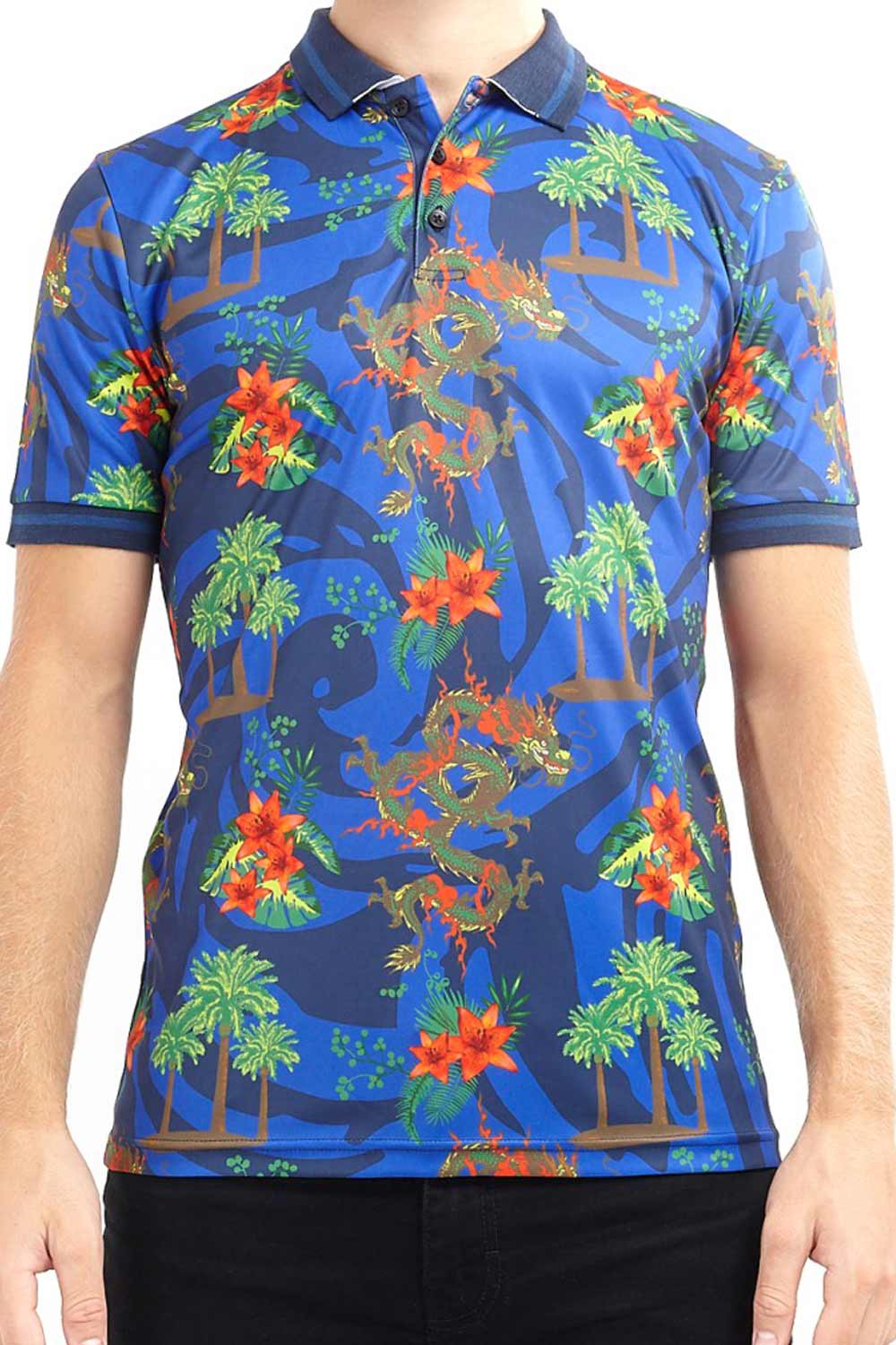 Mens Polo Hawaiian T-Shirt