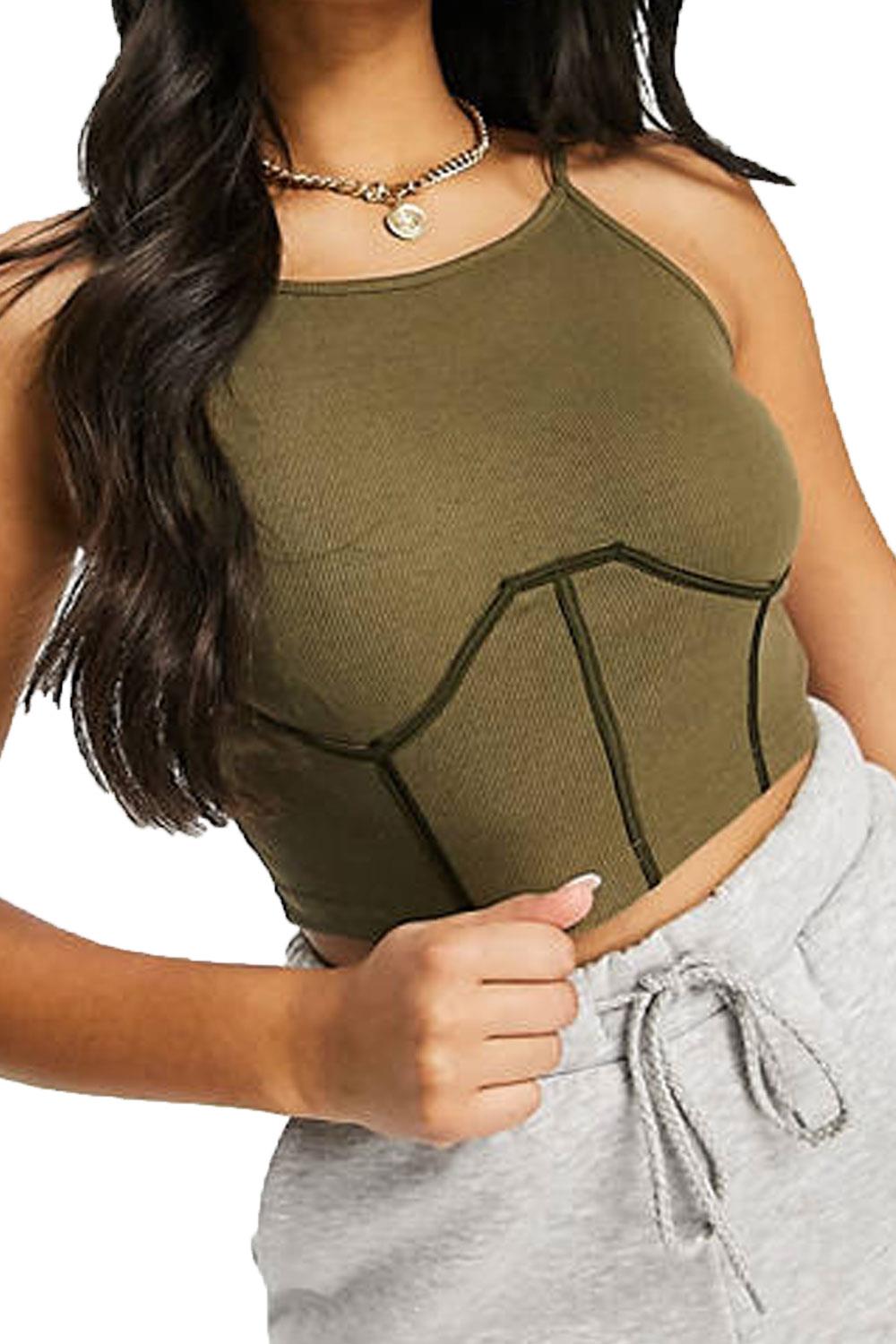 Women Corset Detail Crop Top - UK 10