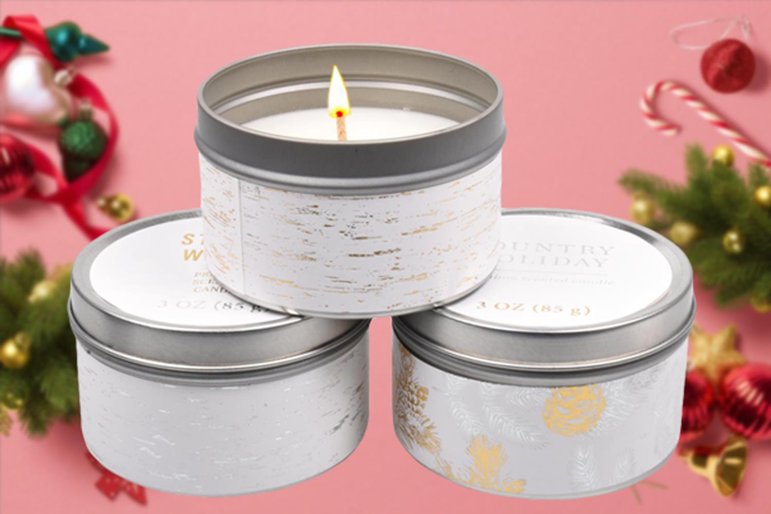 Scented Candles Set of 3 Gold Leaves