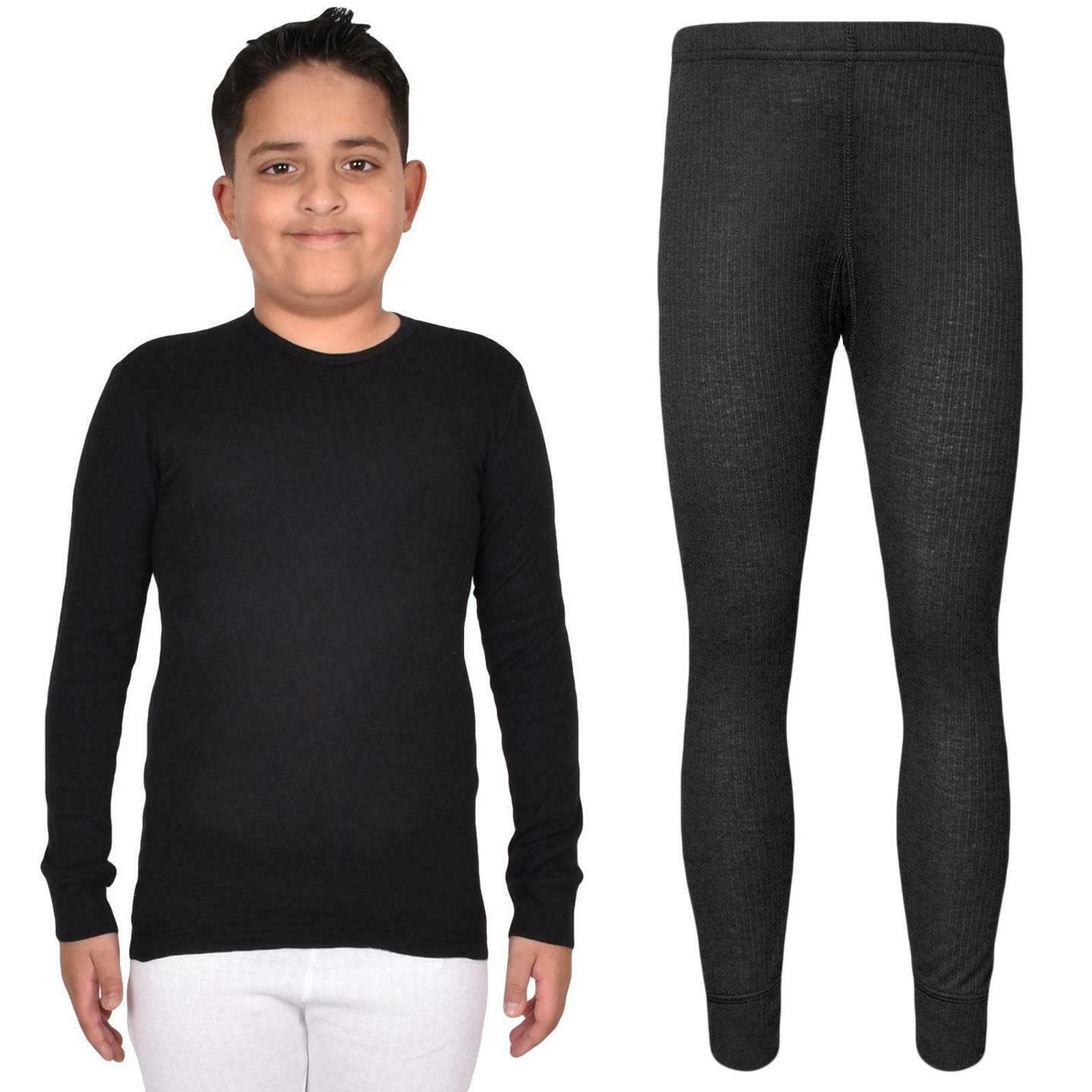 Kids Thermal Underwear Set Long Sleeve Black
