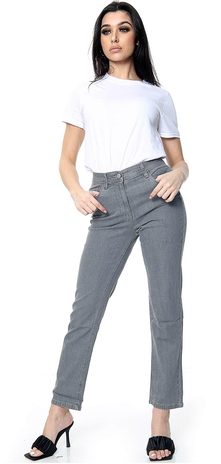 Womens Denim Jeans Waistband Trouser