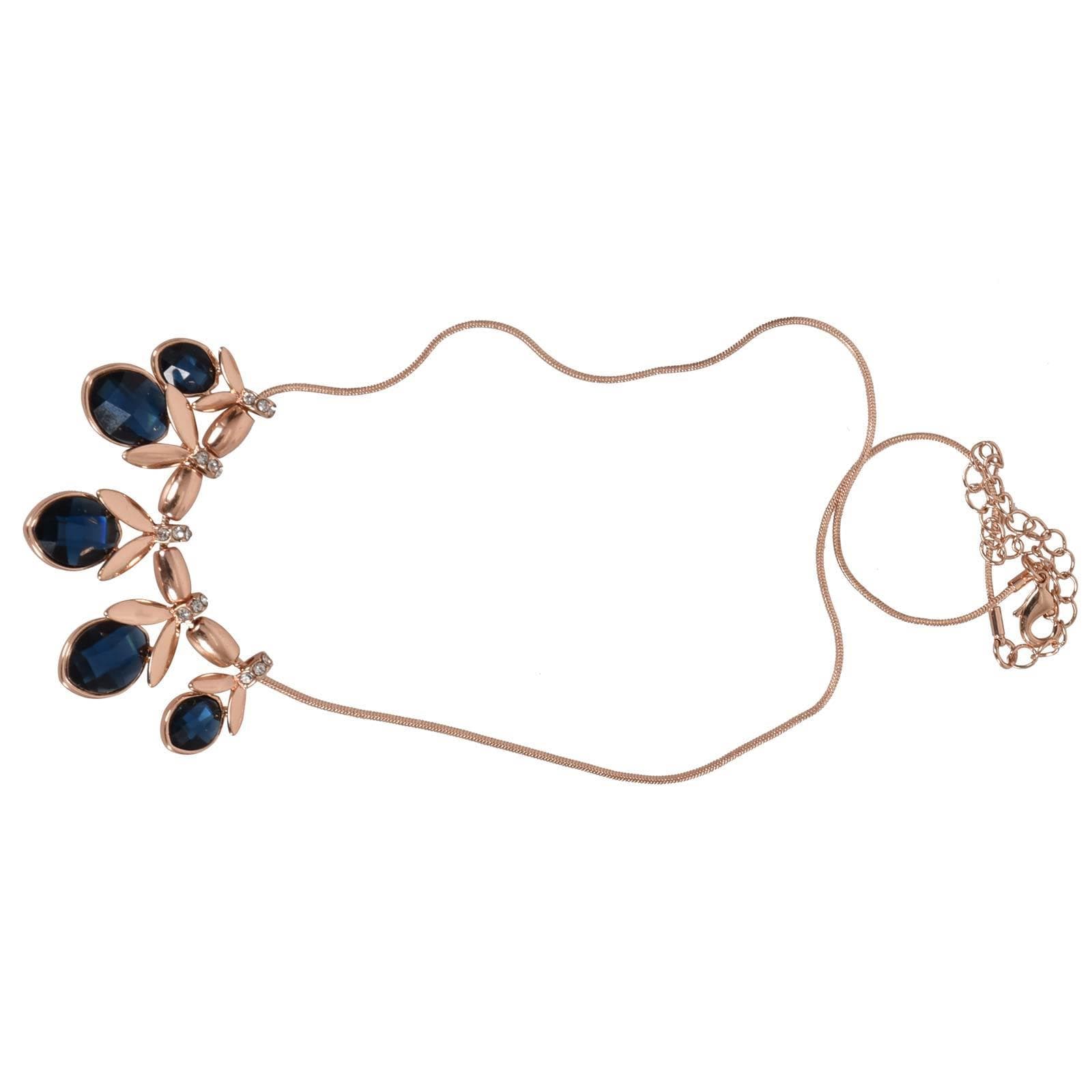 Ladies Necklace Golden Blue