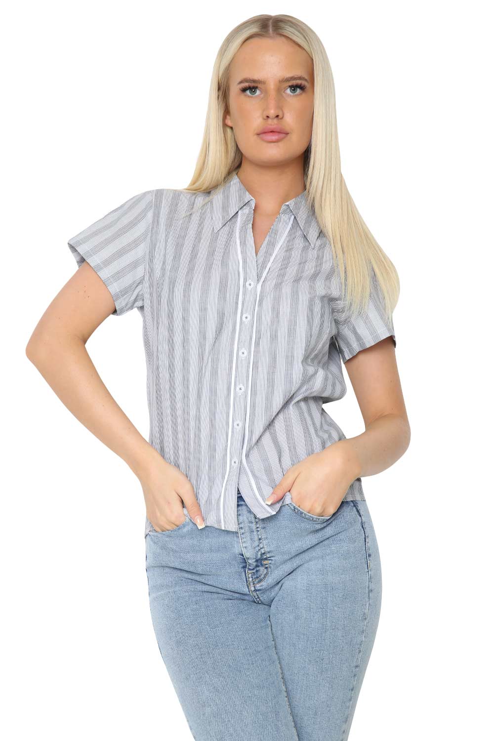 Front Button-Up Short Sleeve Shirt