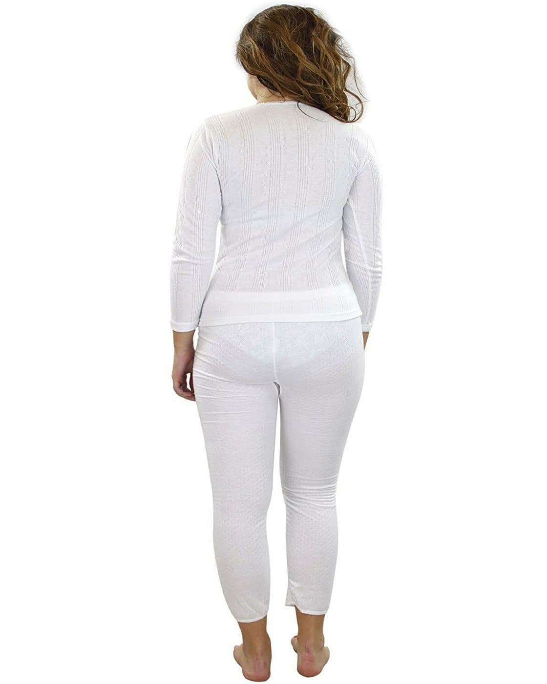 Women Long Sleeve White Thermal Set