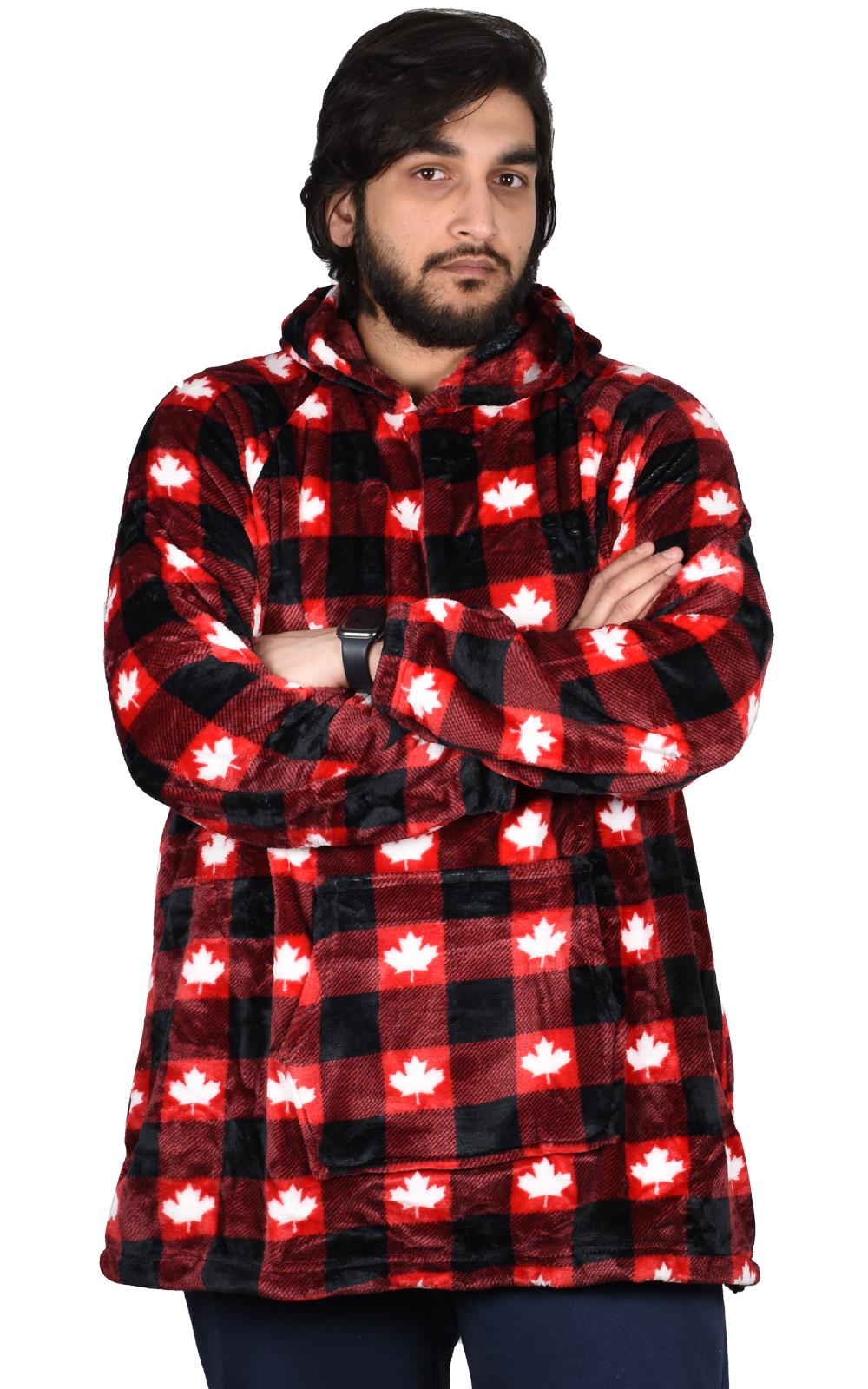 Image of Blanket Oversized Hoodie Red - Leaf - Thin