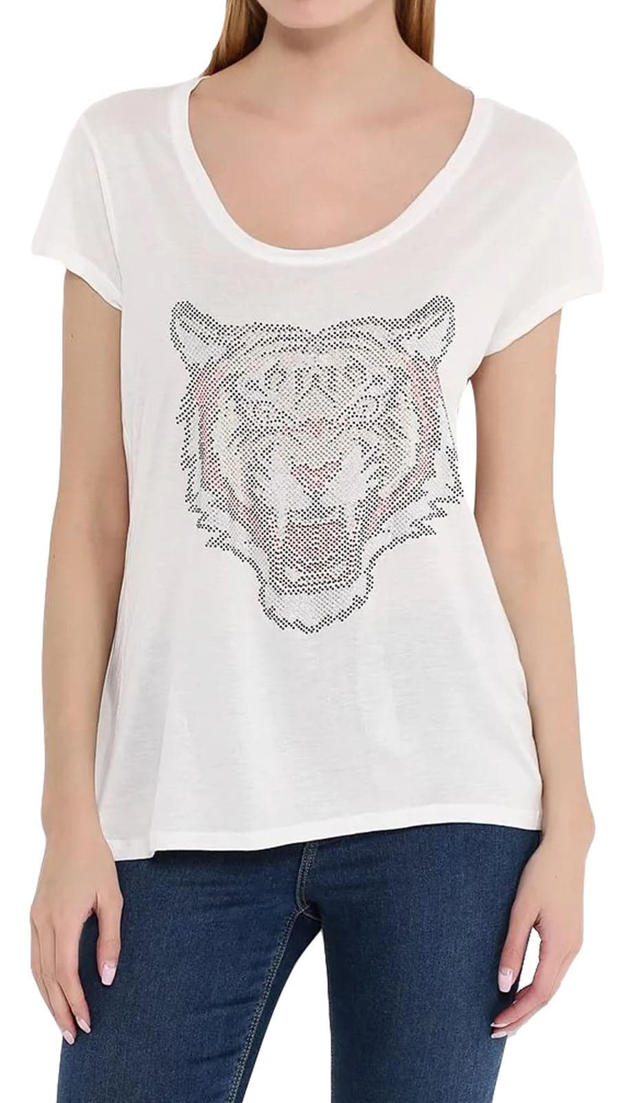 Women Printed Round Scoop Neck T-Shirt