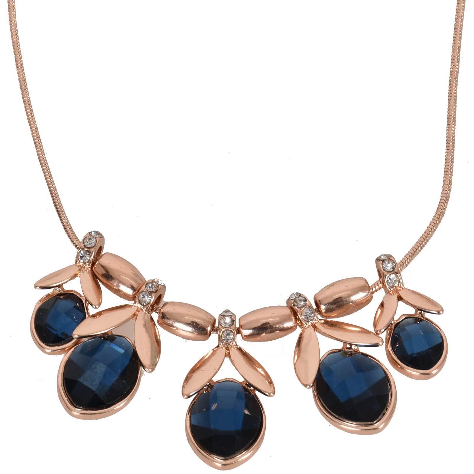 Ladies Necklace Golden Blue