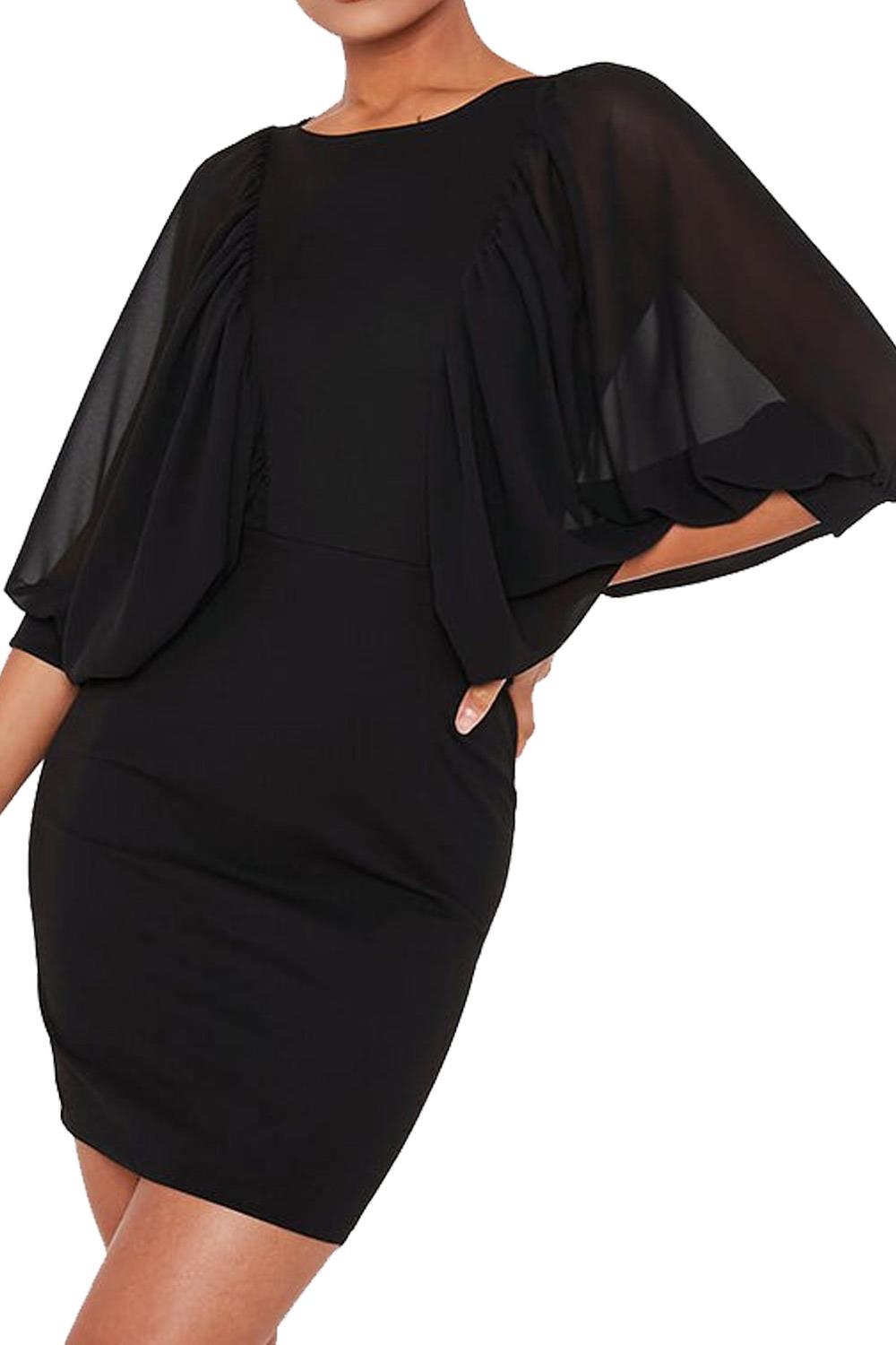 Puff Sleeve Bodycon Dress - UK8