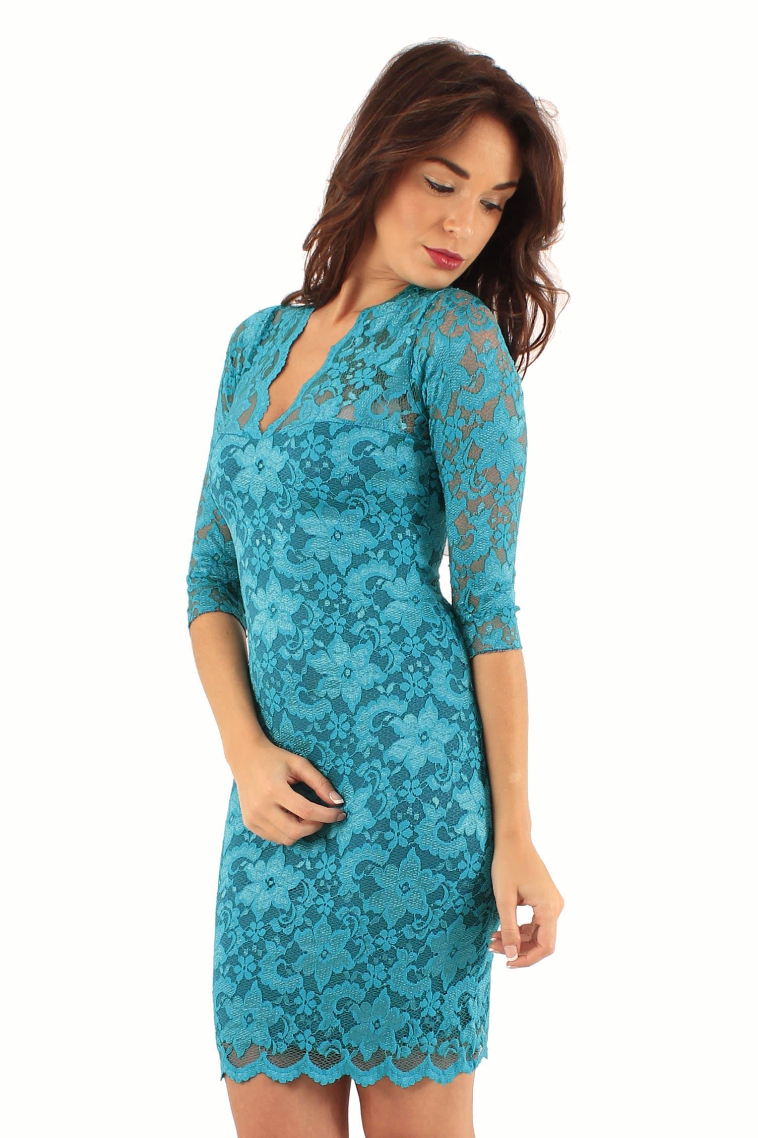 Ladies Flowered Dress Lace V-Neck Mini Top