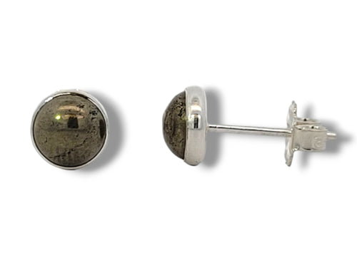 6mm Sterling Silver Pyrite Stud Earrings