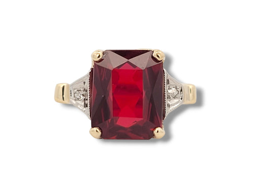 Estate 10K Garnet and Diamond Ring