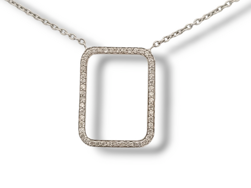 14KW Rectangle Diamond Necklace 0.38ctw - 18"