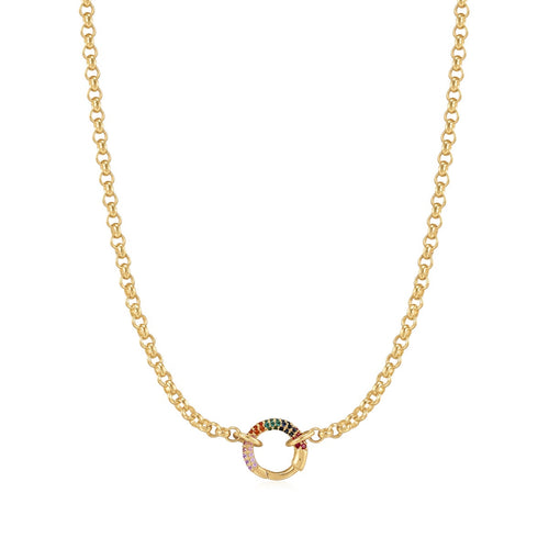 Gold Chain Rainbow Connector Necklace