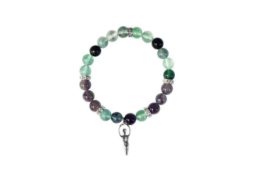 Fluorite Amethyst Bead Goddess Charm Bracelet