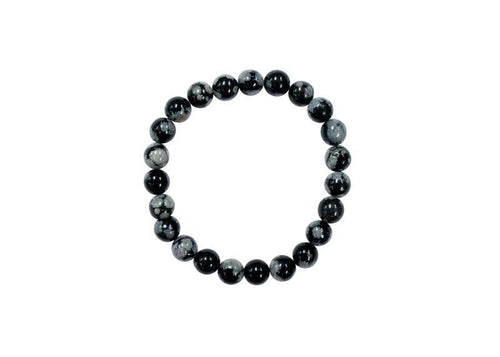 Snowflake Obsidian Bead Bracelet