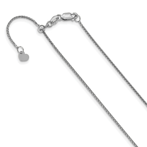 14K White Gold Adjustable .95mm D/C Wheat Chain