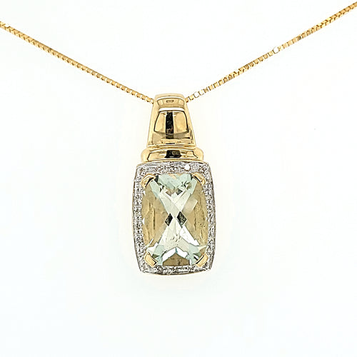 Green Amethyst Diamond Accent Necklace