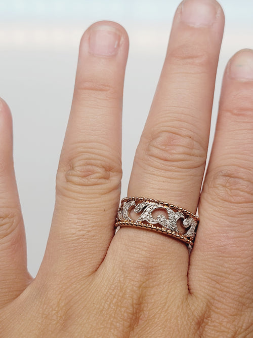 Rose Gold Diamond Swirls Fashion Ring