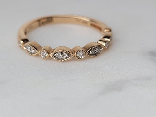 Millgrained Rose Gold Diamond Stackable Band