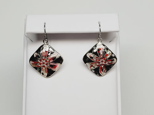 MOP Flower Mosaic Earrings CZ Accents