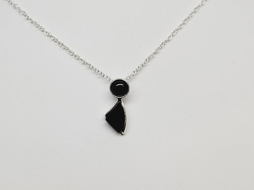 Onyx Circle and Triangle Pendant Necklace