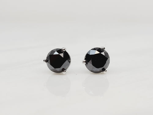 4.37ctw Black Diamond Studs 3p 14KW