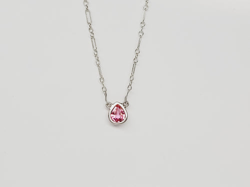 Padparadscha Sapphire Pear Necklace