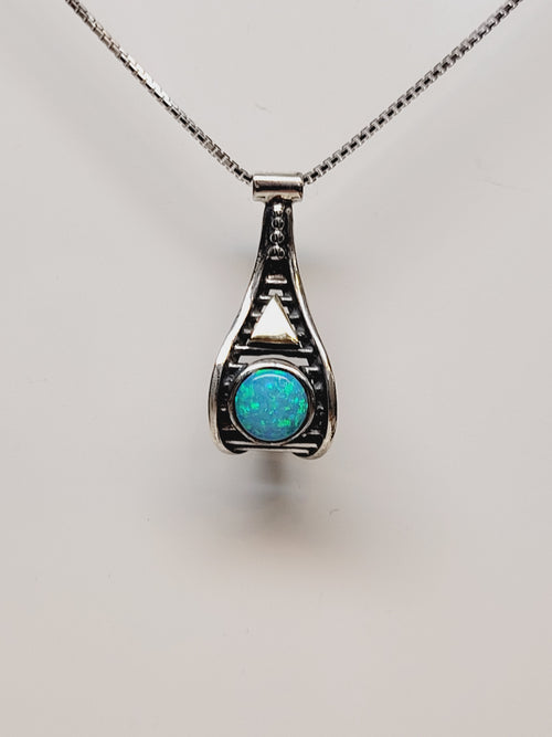 SS Hook with Synthetic Opal Necklace