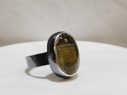 BiColor Fluorite Silver Ring