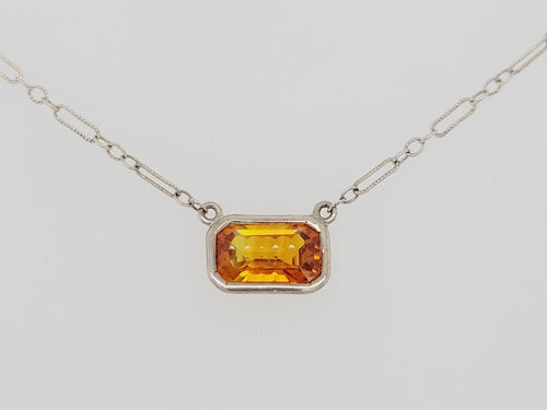 Orange Sapphire Emerald Necklace