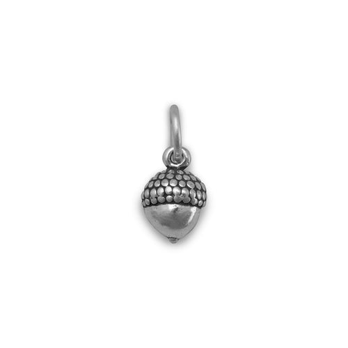 Small Oxidized Acorn Charm