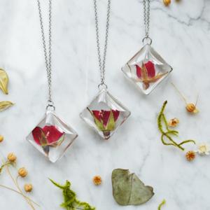 Pressed Rosebud Necklace