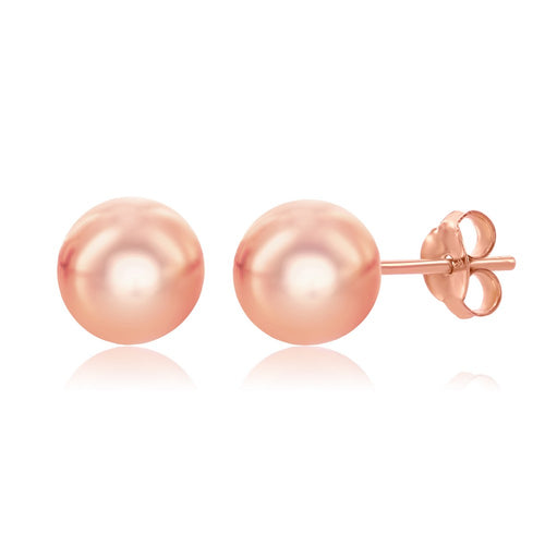 Sterling Silver 8mm Bead Earrings - Rose Gold Plated