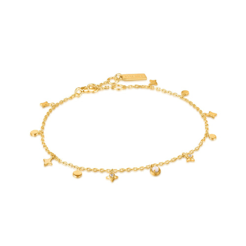 Gold Star Mother of Pearl Drop Anklet