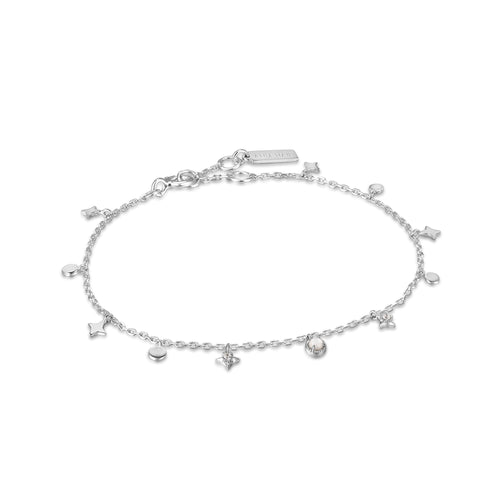 Silver Star Mother of Pearl Drop Anklet
