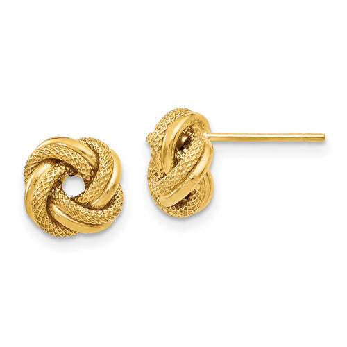 14K Polished D/C Love Knot Post Earrings