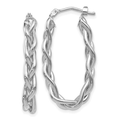 14k White Gold Braided Hoop Earrings