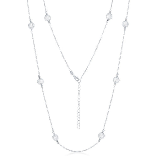 Sterling Silver Mesh CZ Necklace