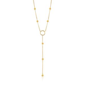 Gold Modern Circle Y Necklace