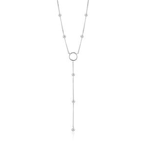Silver Modern Circle Y Necklace