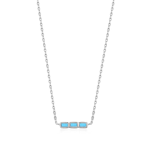 Turquoise Silver Bar Necklace