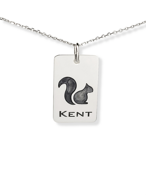 "KENT" Black Squirrel Tag Style Necklace-Large